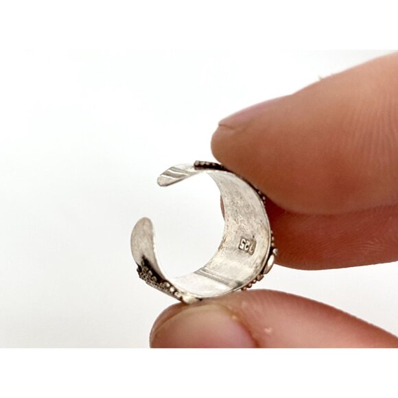 Rope Accented Vintage Antiqued Balinese 925 Vintage Ring - sz 2 - Picture 11 of 13